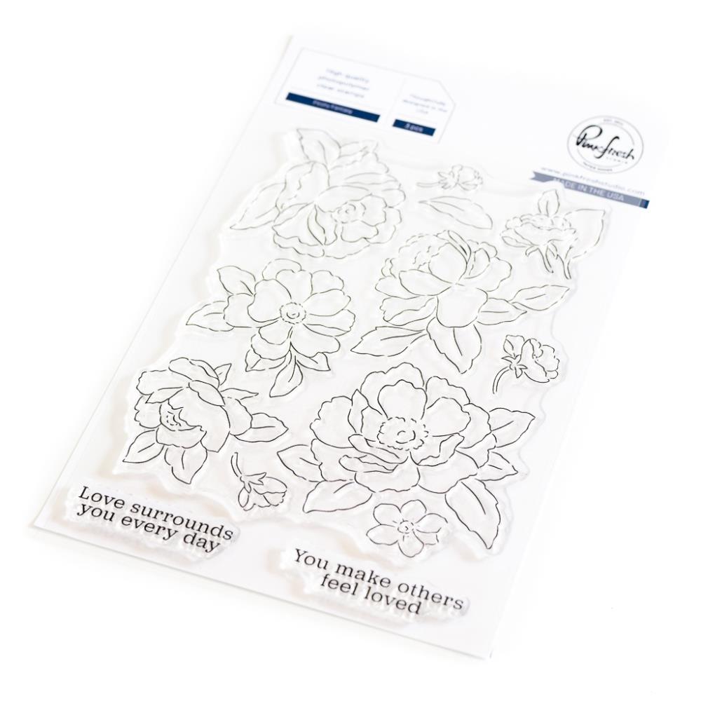 PinkFresh Studio - Peony Fantasy (stamp, die and stencil set)…….