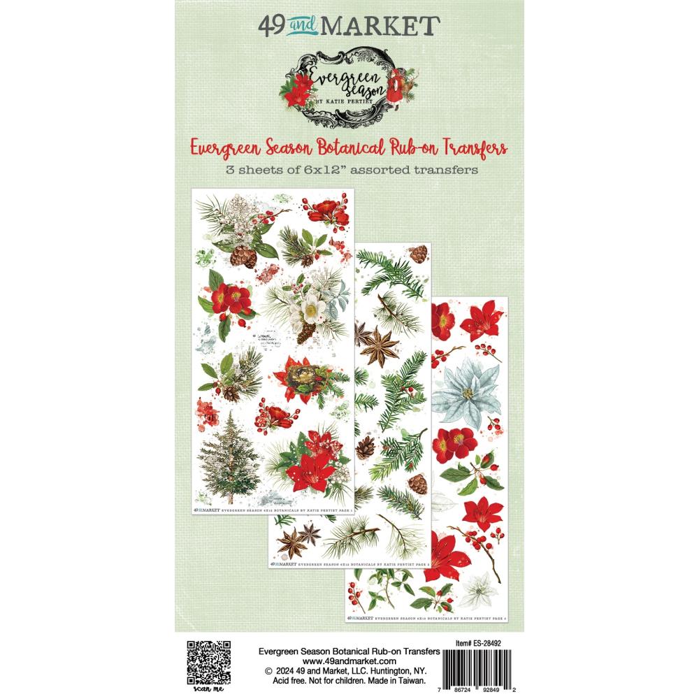 49 & Market Evergreen Season Rub-On Transfer set