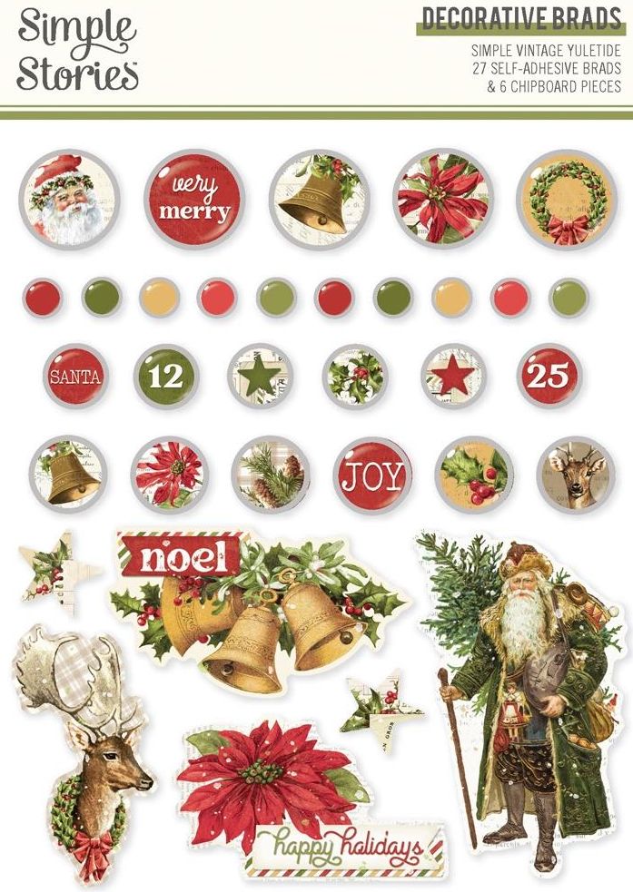 Simple Vintage Yuletide - Yuletide Decorative Brads (23232)