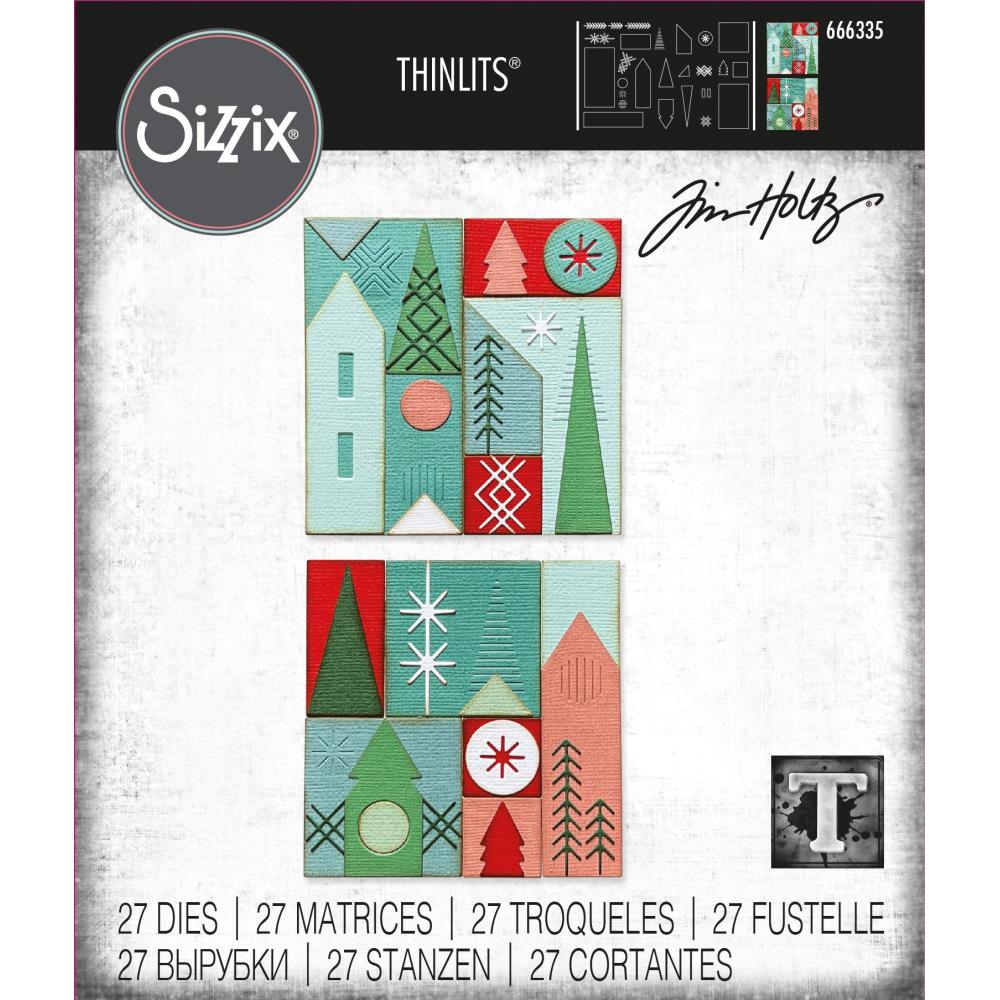 Tim Holtz / Sizzix 666335 Holiday Blocks Thinlits die set......