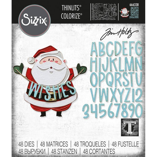 Tim Holtz / Sizzix 666338 Santa Greetings Colorize Thinlits die set