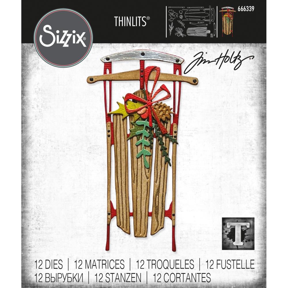 Tim Holtz / Sizzix 666339 Vintage Sled Thinlits die set.....1 0nly