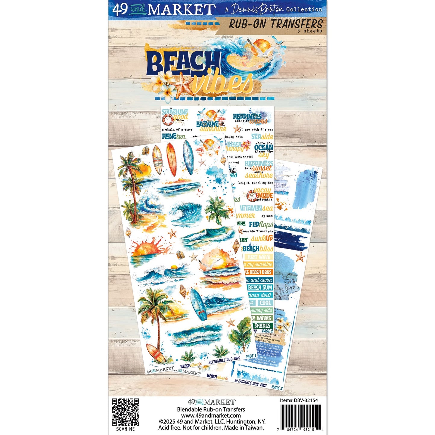 49 & Market - Beach Vibes - 6x12 Rub-On Transfers DBV32154