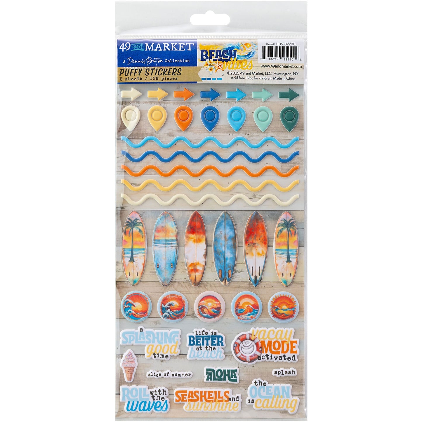 49 & Market - Beach Vibes - Puffy Stickers DBV32208