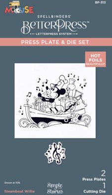 Spellbinders - BP-313 Steam Boat Willie - Better Press Plate