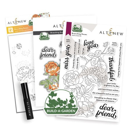 Altenew - Build A Garden - Branching Roses (stamp, stencil and blending brush)***