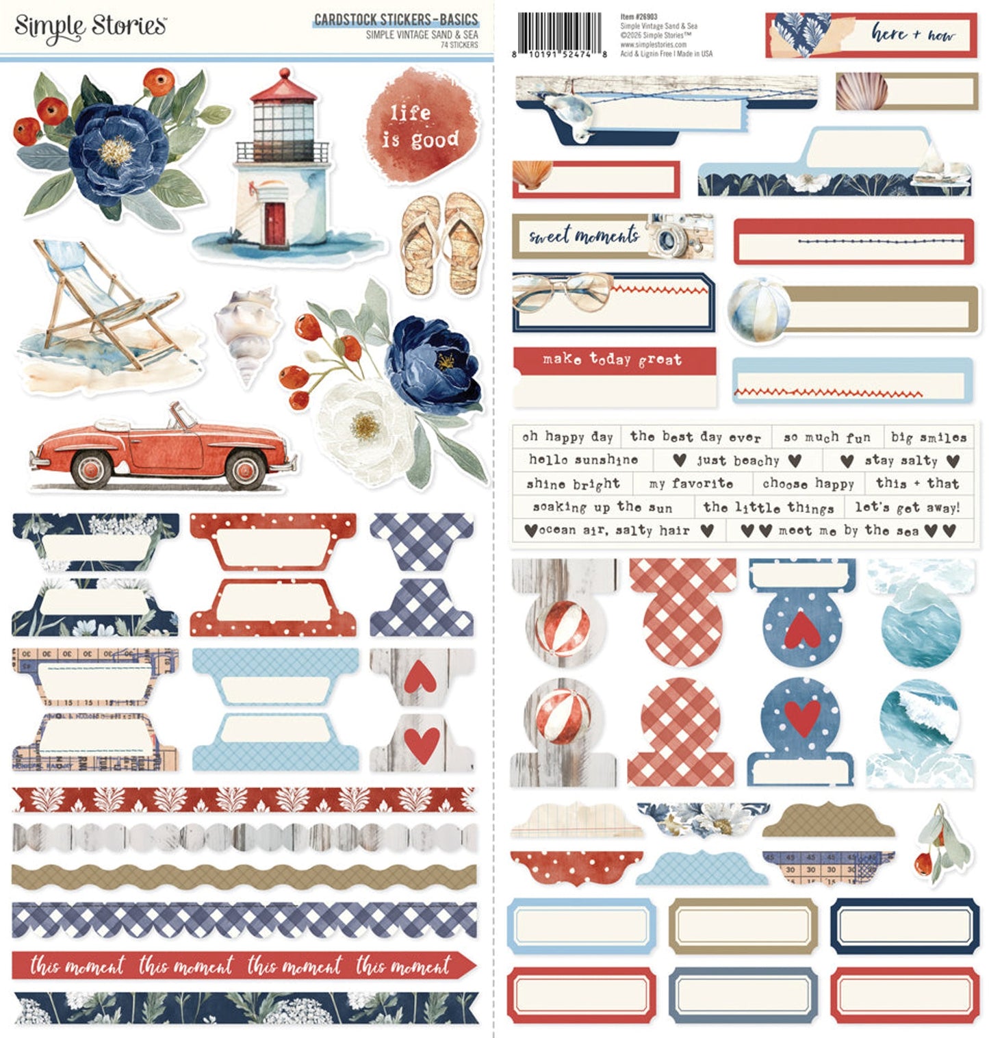 Simple Stories - 26903 Simple Vintage Sand & Sea 6x12" Stickers