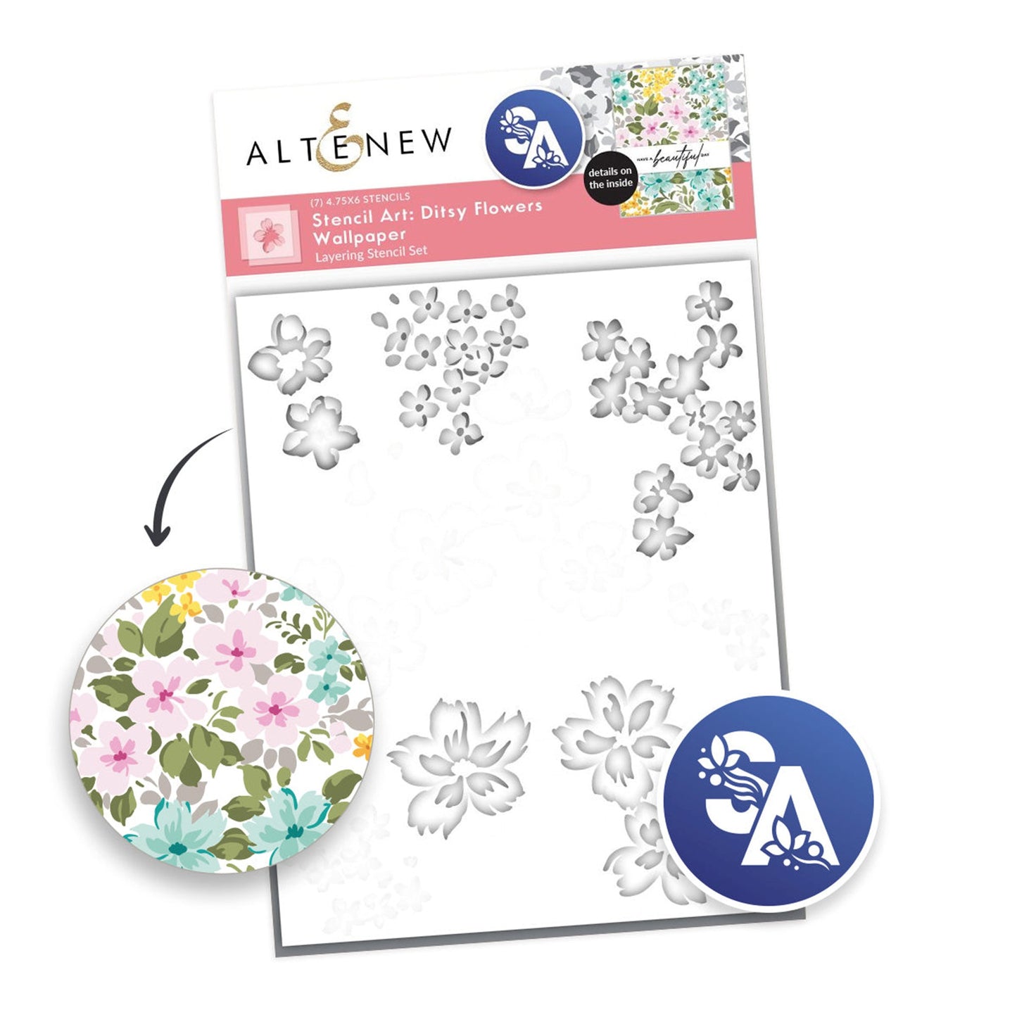 Altenew - Stencil Set 7 in 1 Ditzy Flowers Wallpaper