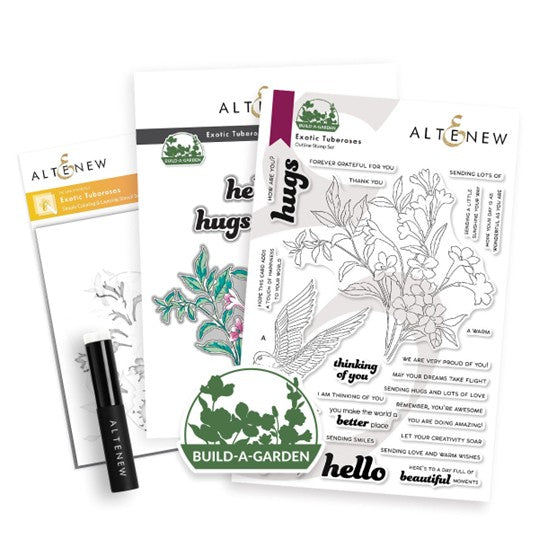 Altenew - Build A Garden - Exotic Tuberoses (stamp, die and stencil set. , with blending brush)***