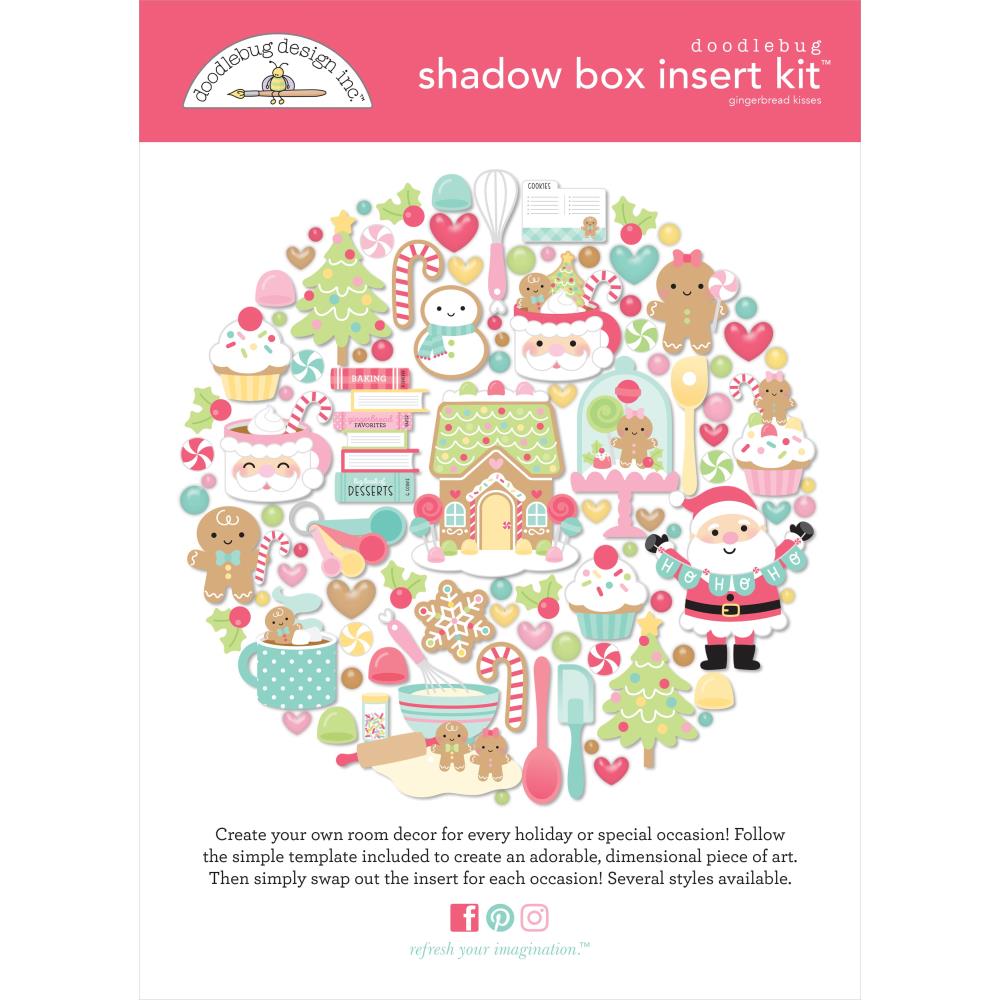 Doodlebug Gingerbread Kisses Shadow Box Insert Kit plus Shadow Box