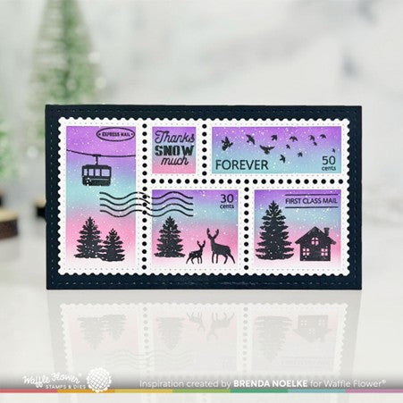 Waffle Flower - Postage Collage Mini Slimline Blocks Stencil