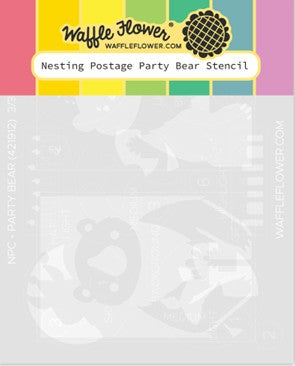 Waffle Flower - Nesting Postage Party Bear Stencil