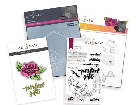Altenew - Perfect Gift (Stamp, Die, Stencil and Embossing Folder)…….