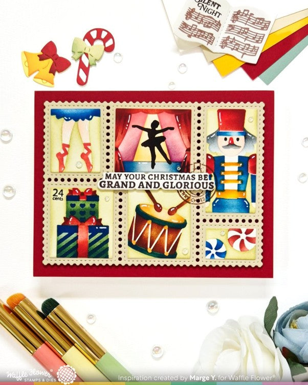 Waffle Flower - Postage Collage Nutcracker Stencil