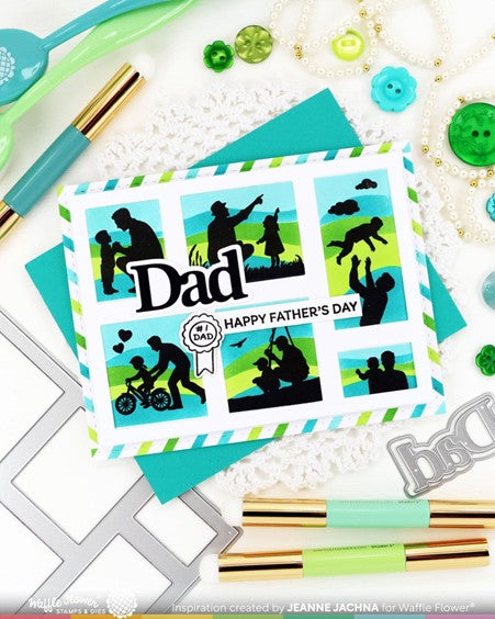 Waffle Flower - Stamp Postage Collage Dad Silhouette