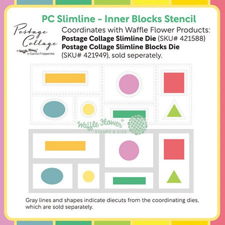 Waffle Flower - Stencil Postage Collaged Slim Line Inner Blocks