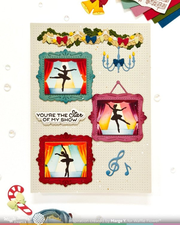 Waffle Flower - Postage Collage Ballerina Silhouettes Stamp Set