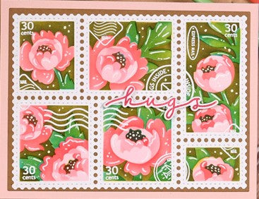 Waffle Flower - Postage Collage Peony Stencil***