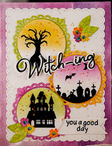 Waffle Flower - 422605 -Postage Collage Haunted House Silhouette Stamp Set