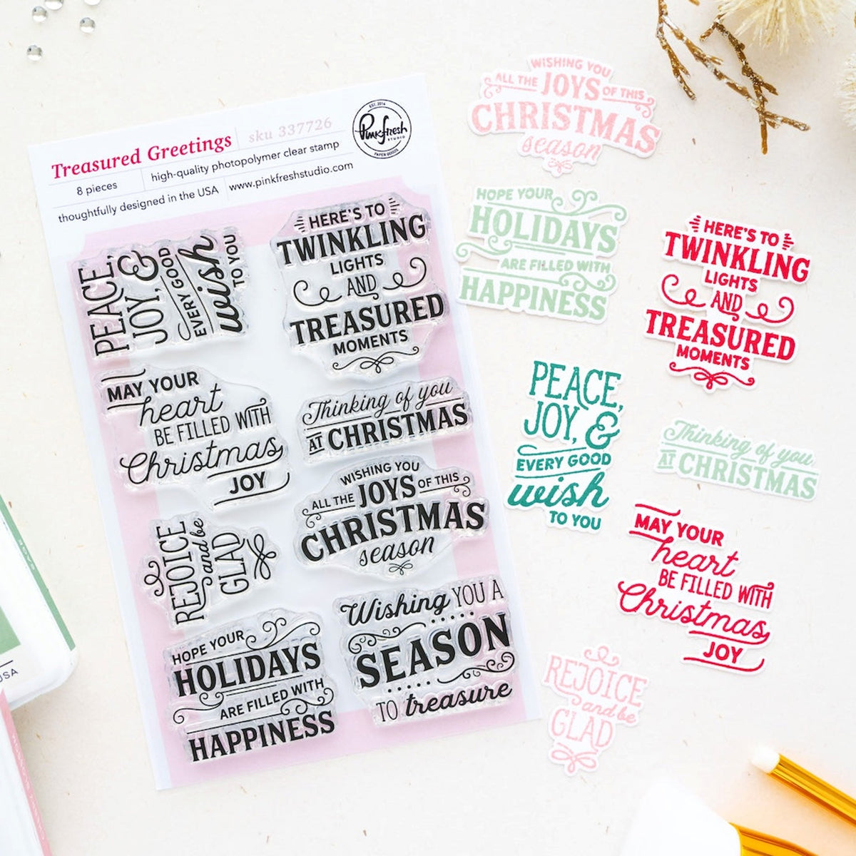 Pink Fresh Studio - Treasured Greetings stamp and die set*