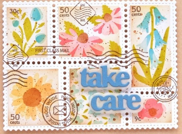 Waffle Flower - Postage Collage Wild Flower Stencil