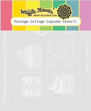 Waffle Flower - Postage Collage Cupcake Stencil