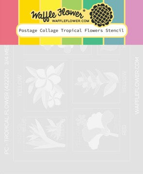 Waffle Flower - Postage Collage Tropical Flowers Stencil