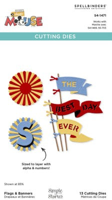 Spellbinders - S4-1471 Flags & Banners Etched Dies from the Say Cheese Classic Mouse Collection