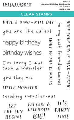Spellbinders - STP-221 Monster Birthday Sentiments Clear Stamp Set