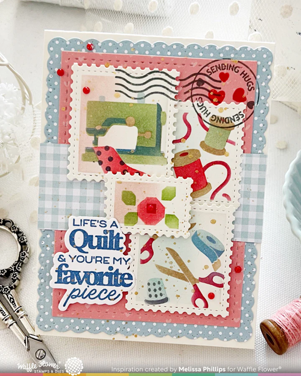 Waffle Flower - Postage Collage Sew Fun Stencil