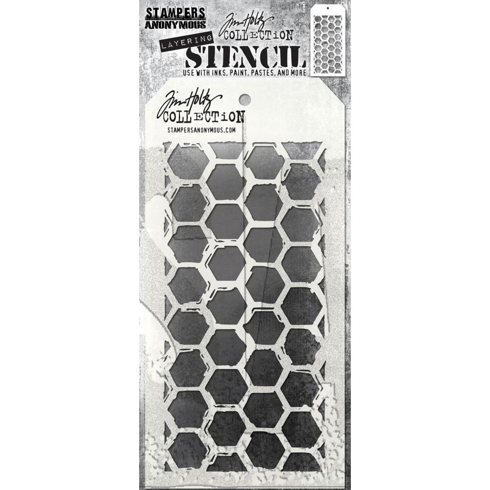 Tim Holtz / Stampers Anonymous - THS166 Brush Hex Stencil.......