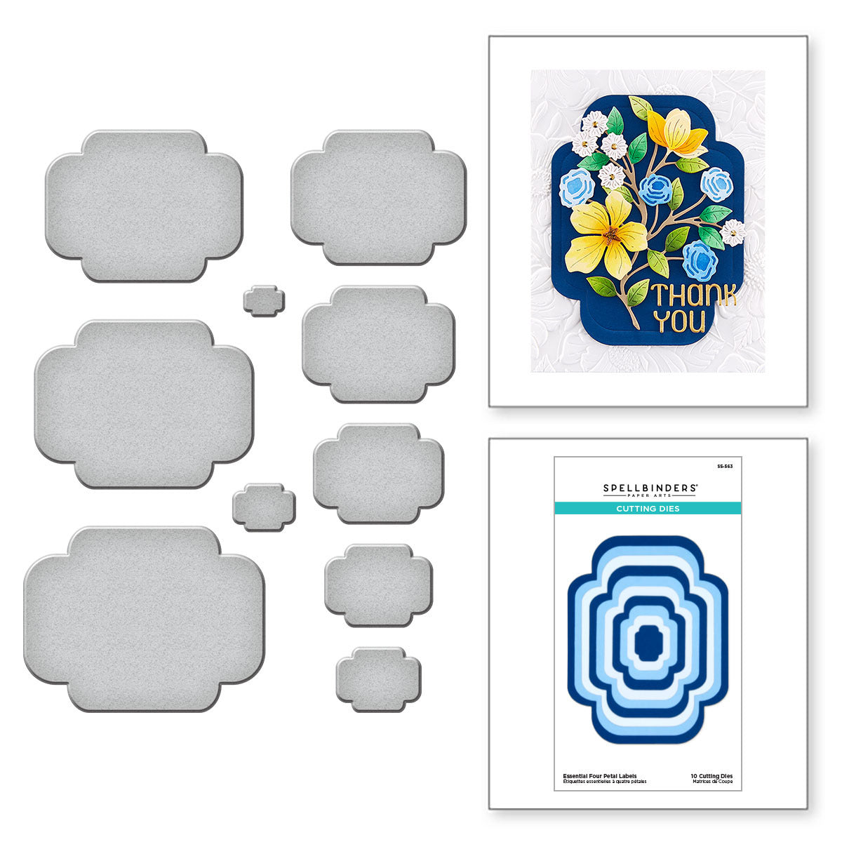 Spellbinders S5-563 Essential Four Petal Labels
