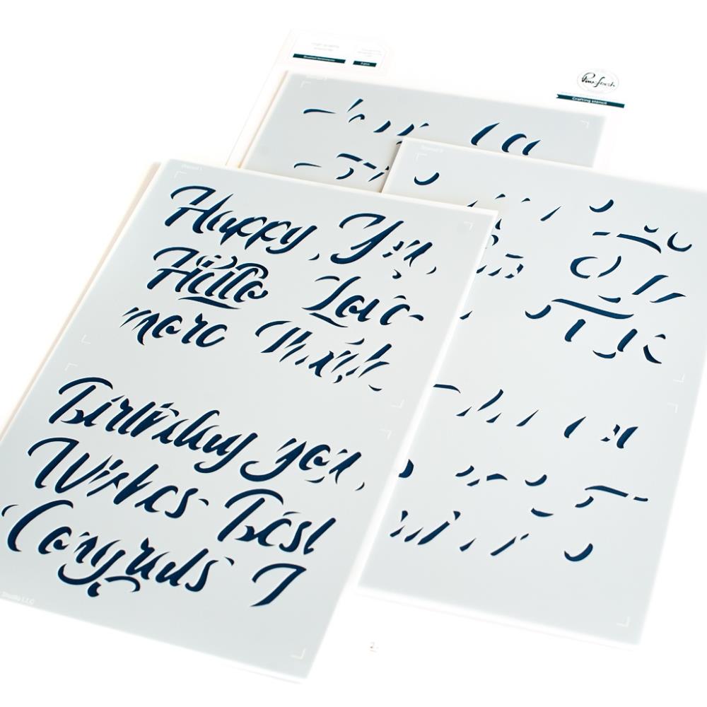 PinkFresh Studio - 134421 6x9 Brushed Sentiments Stencil & die 134321 bundle……..