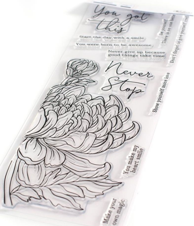 PinkFresh - 144522/144622/144722 Chrysanthem stamp, stencil and die set