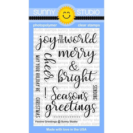 Sunny Studio Stamps - Festive Greetings stamp set (176)-  1 only