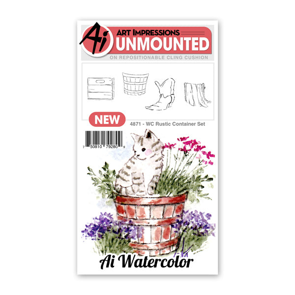 Art Impressions - 4871 Watercolour Rustic Container Set