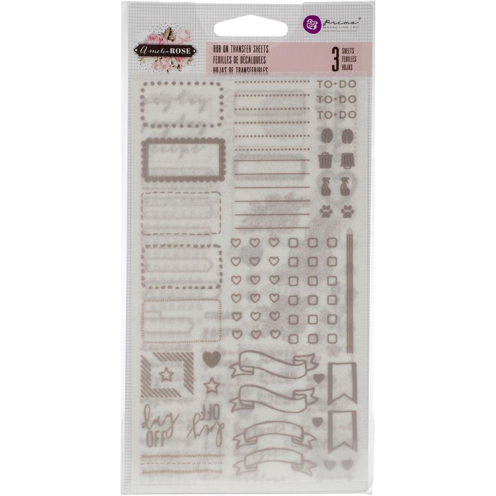 Prima - Amelia Rose Rub-ons 4"x7" 3/pkg (596712)