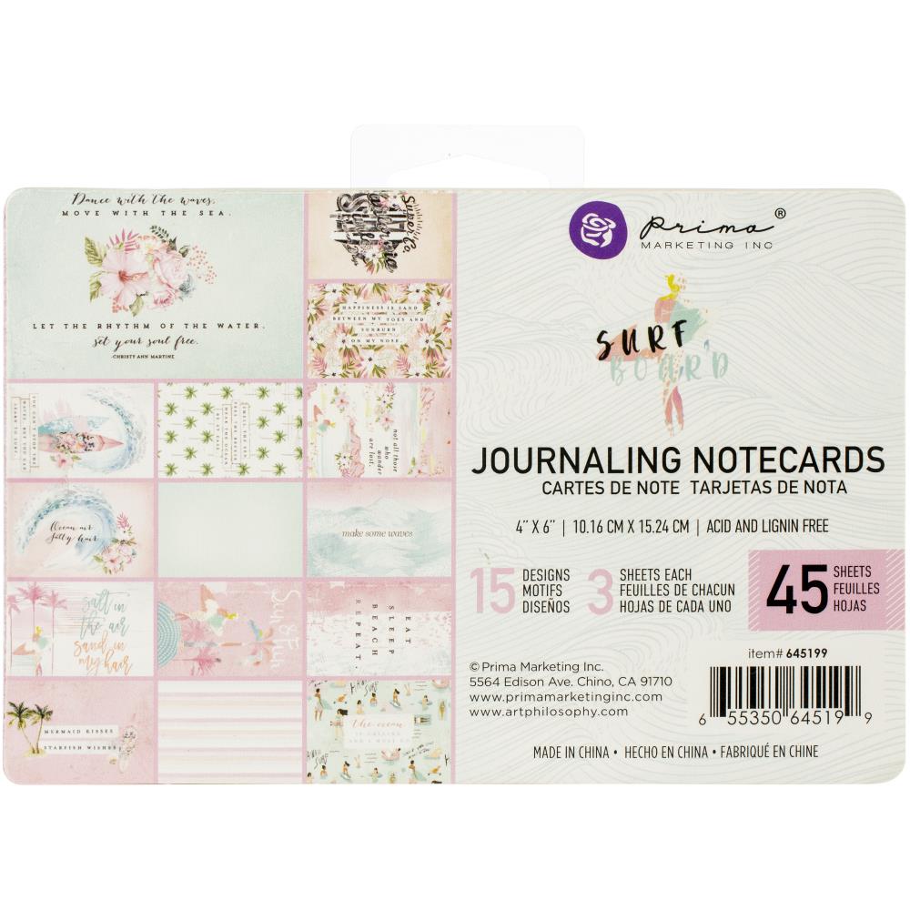 Prima Market 645199 Surfboard Journaling card 4x6 (45pkg)