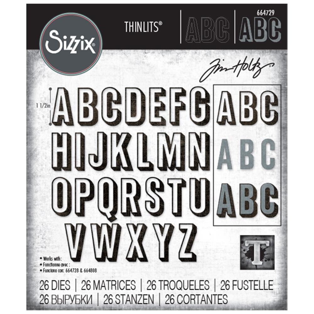 Tim Holtz / Sizzix 664729 Alphanumeric Shadow Upper.......