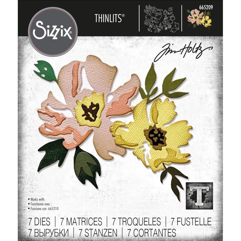 Tim Holtz / Sizzix 665209 Brushstroke Flowers #1.........