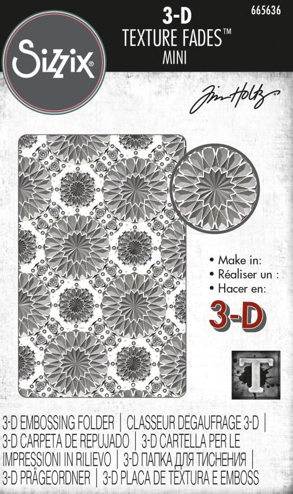 Tim Holtz / Sizzix - 665636 Mini Kaleidoscope 3D Texture Fade Embossing Folder......