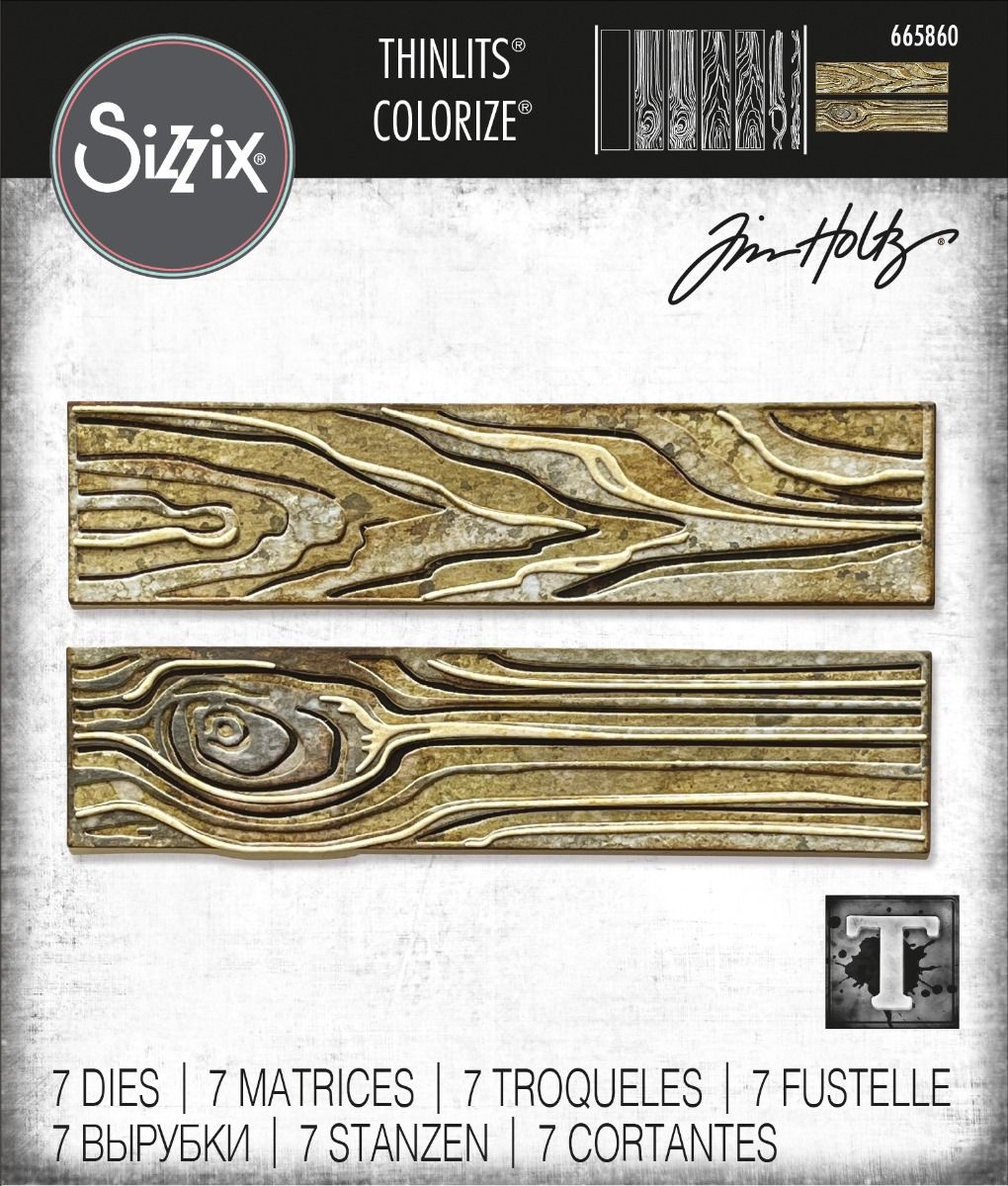 Tim Holtz / Sizzix - 665860 Woodgrain Colorize Thinlits die set.........