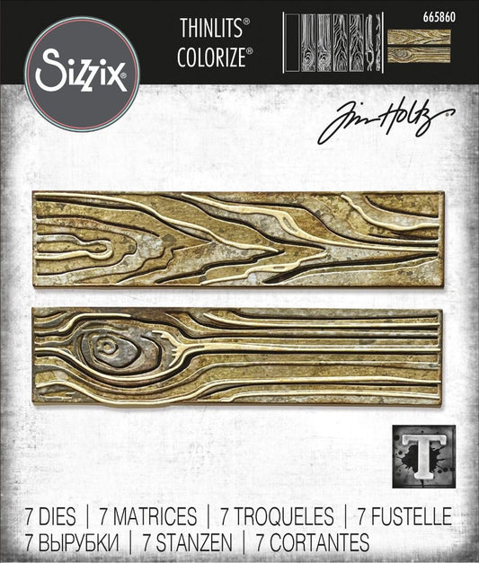 Tim Holtz / Sizzix - 665860 Woodgrain Colorize Thinlits die set*