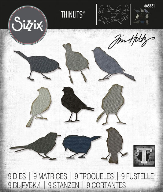 Tim Holtz / Sizzix 665861 - Silhouette Birds 9pkt. Thinlits*