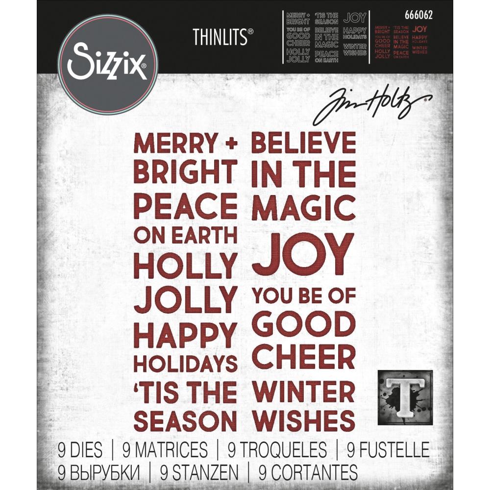 Tim Holtz / Sizzix 666062 Bold Text Christmas Thinlits set.......