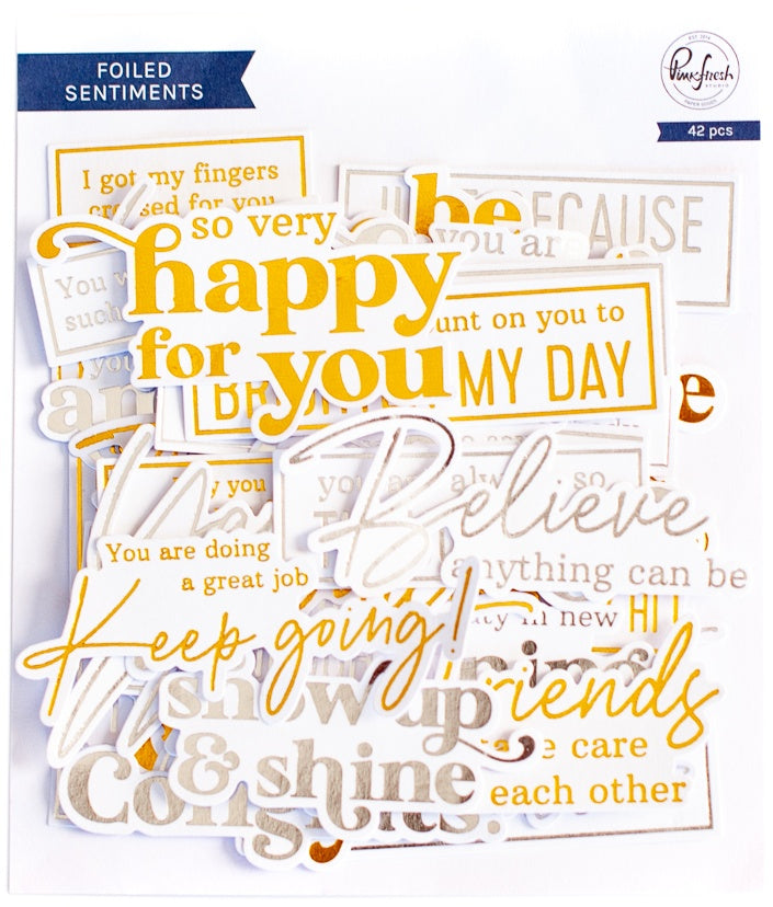 PinkFresh Studios - PF143122 Foiled Sentiments Ephemera