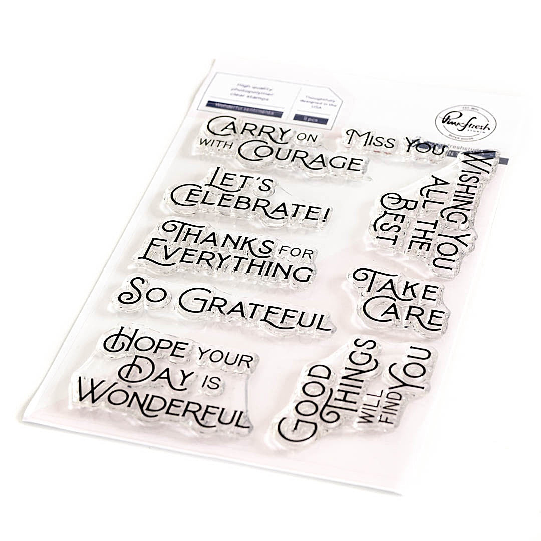 PinkFresh Studios - PF192923/193023 Wonderful Sentiments stamp & die set