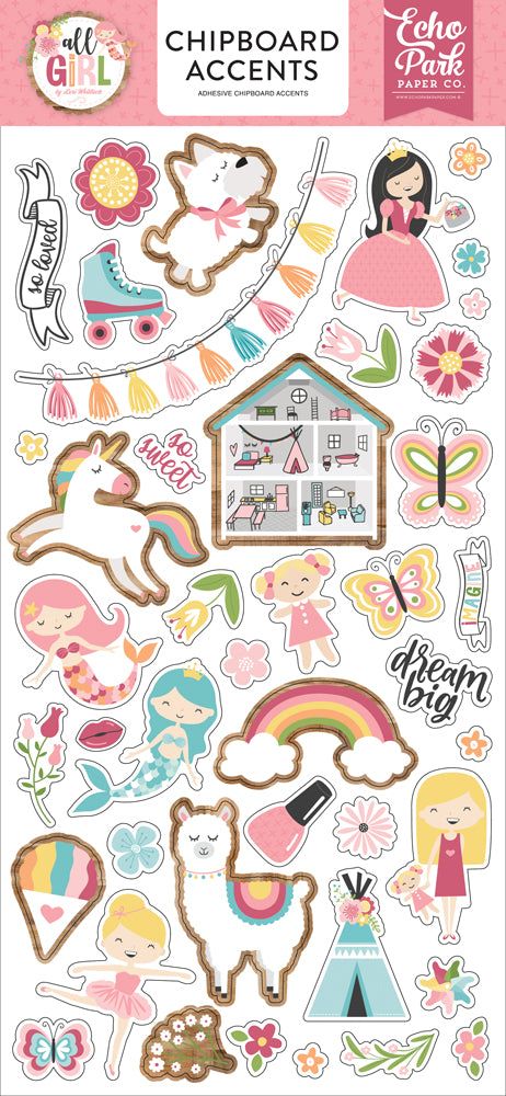 Echo Park - 206021 All Girl 6x13 Chipboard Accents