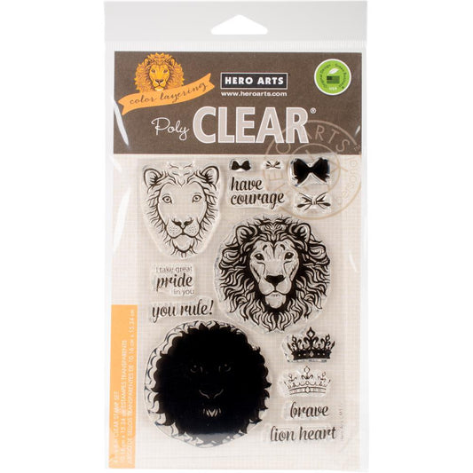Hero Arts - CM177 Colour Layering Brave Lion clear stamp set & DI398 frame cuts..
