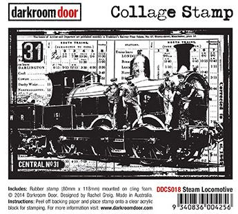 Darkroom Door - Collage Stamp - DDCS018 Steam Locomotive-
